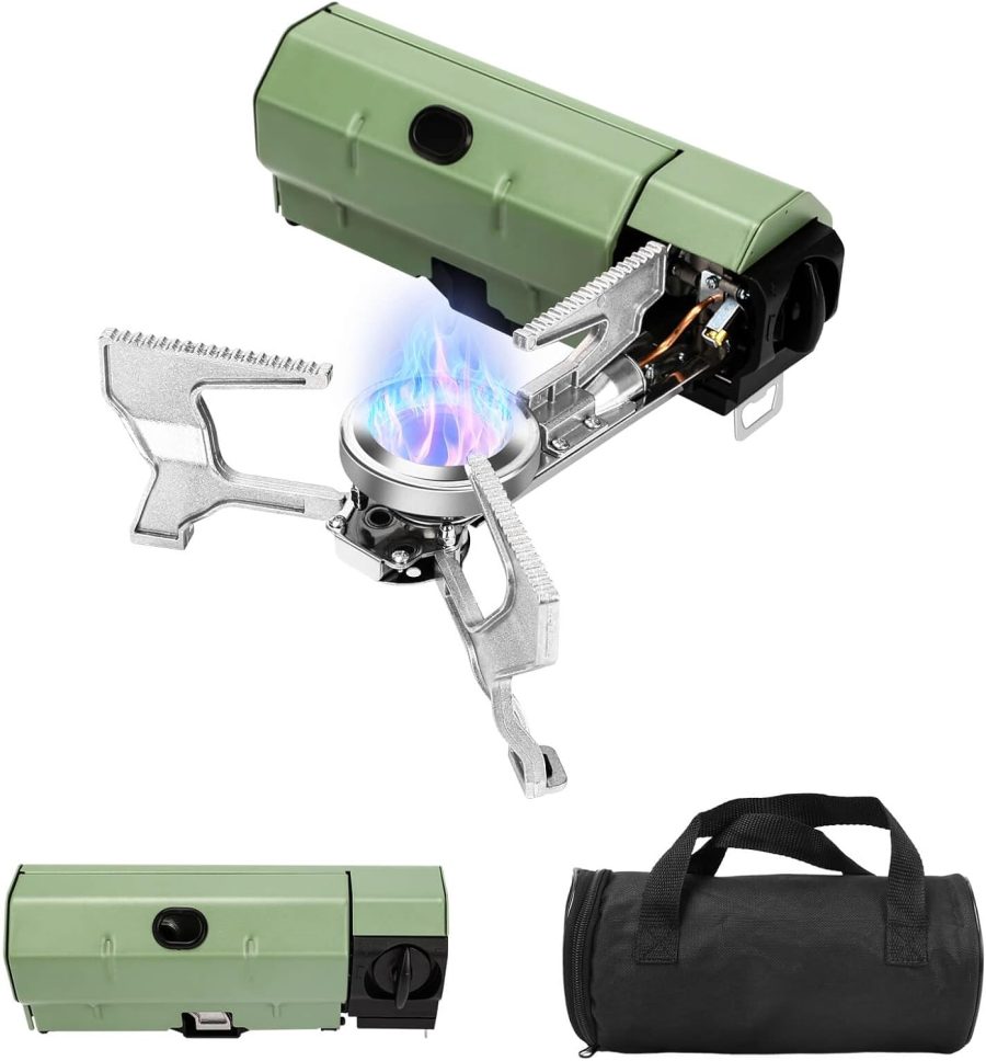 Portable Camping Stove with Storage Bag | 8871 BTU/2600W High-Power Outdoor Gas Stove for Hiking, Picnic, RV Trips & Emergency Use | Windproof & Compact Design