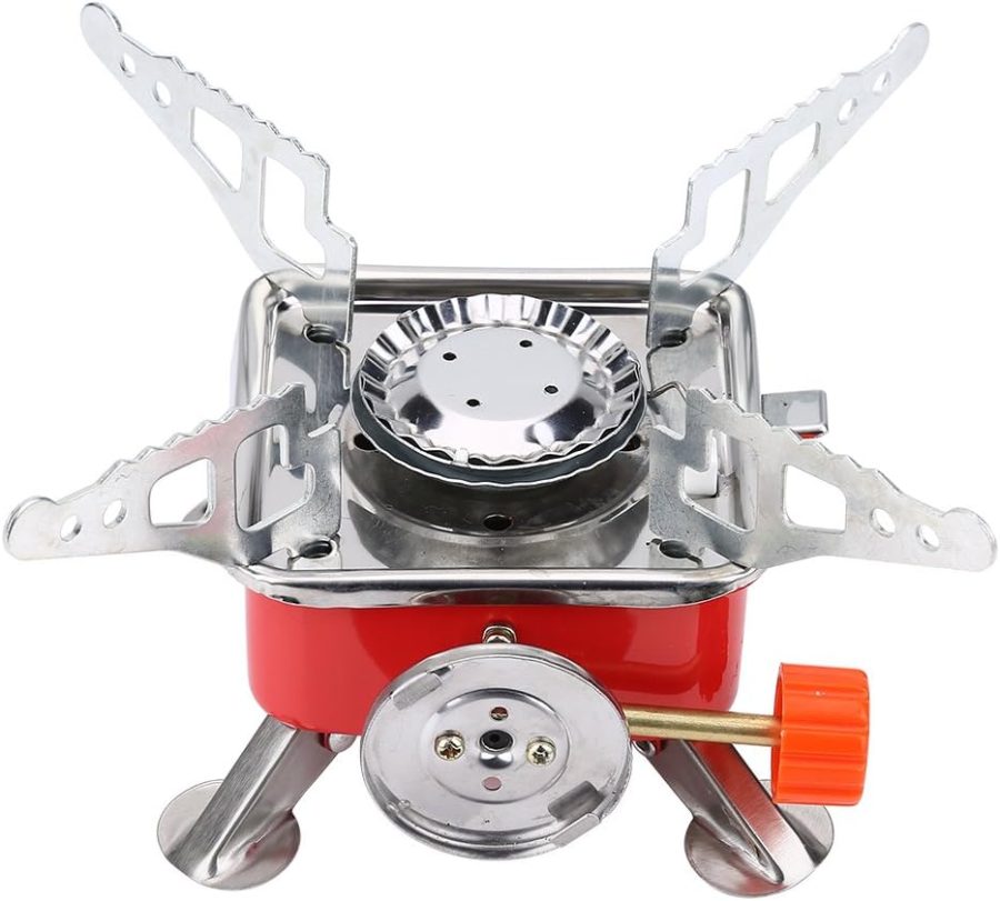Camping Stove  Portable Mini Outdoor Folding Metal Camping Gas Stove Windproof Furnace Backpacking Hiking