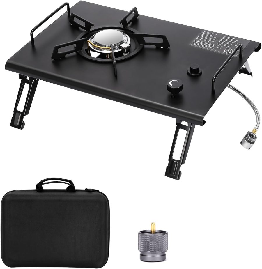 Camping Stove for  Table, Portable Isobutane Gas Stove with Carry Bag, 4000W Camp Stove,Folding Propane Burner,  Accessories for Picnic, RV, Car Trip, Tailgating, Patio, Backyard