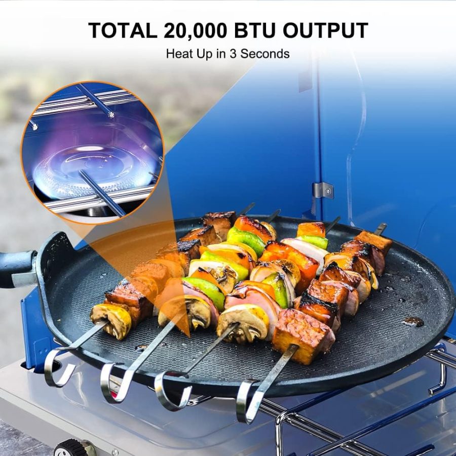 Propane Camping Stove 20,000 BTU, Camping Stoves 2 Burners with CSA Certification - Image 2