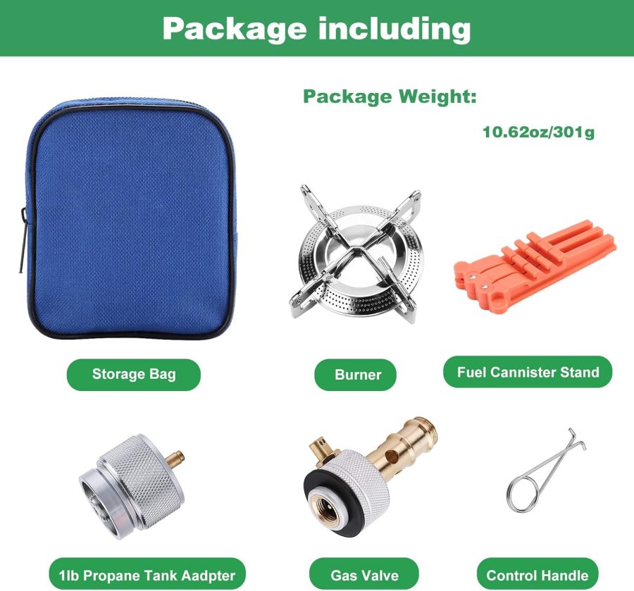 Portable Camping Stove Burner, Backpacking Stove with 1LB Propane Tank Adapter, Fuel Can Canister Stand and Carry Case, Portable Collapsible Propane Camping Burner for Outdoor Cooking - Image 2
