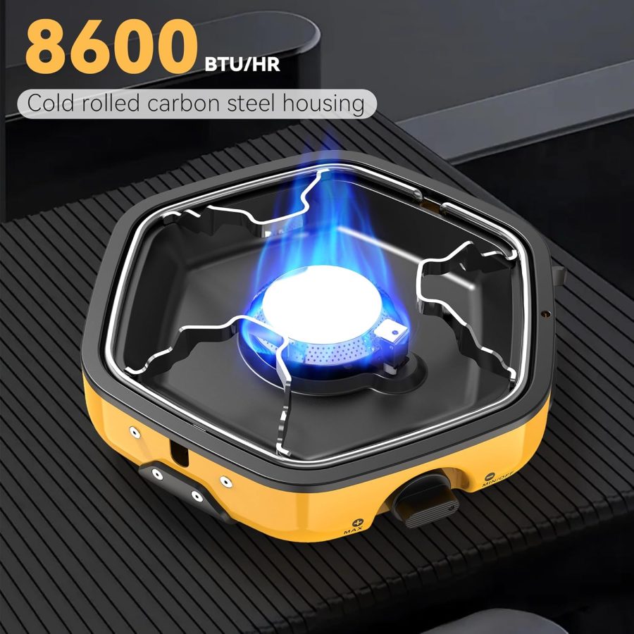 Propane Camping Stove with Carrying Bag,Portable Gas Stove with 8600 BTU Adjustable Burners for Camp Cooking,BBQ, Tailgating and Piezo Ignition - Image 2